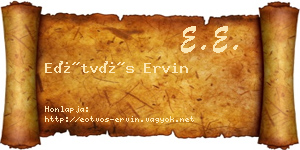 Eötvös Ervin névjegykártya